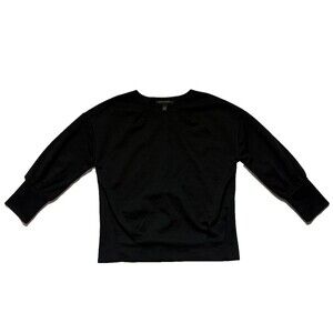Banana Republic Factory Womens XXS Petite Black Pleated Cuff Sleeve Knit Blouse